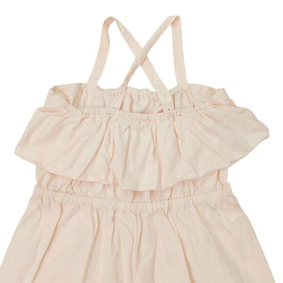 Madewell Jumpsuit Womens XL Light Peach Apron Ruffle Linen Blend Sleeveless - Picture 6 of 12